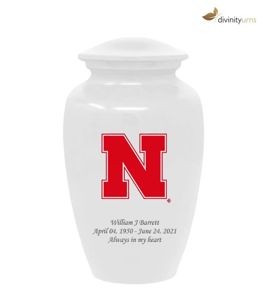 University of Nebraska Cornhuskers White Memorial Cremation Urn