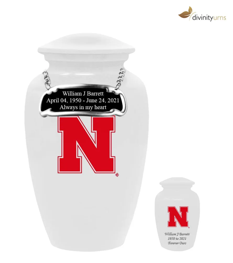 University of Nebraska Cornhuskers White Memorial Cremation Urn