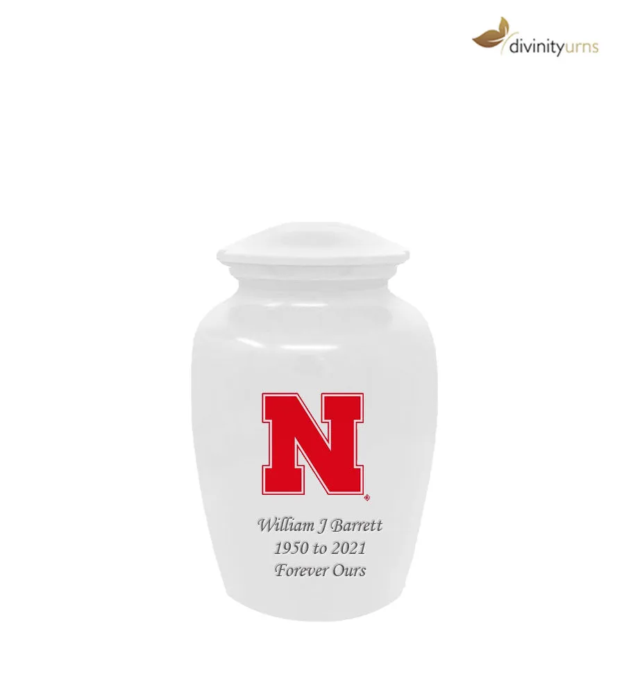 University of Nebraska Cornhuskers White Memorial Cremation Urn