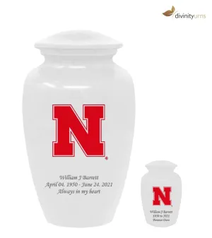 University of Nebraska Cornhuskers White Memorial Cremation Urn