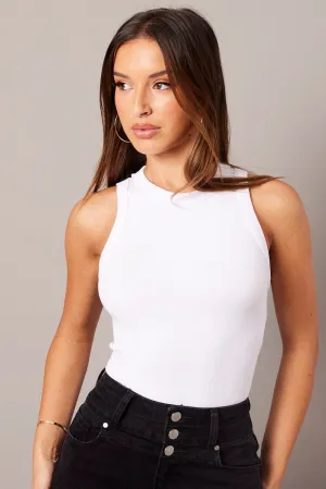 White Tank Top Crew Neck Seamless