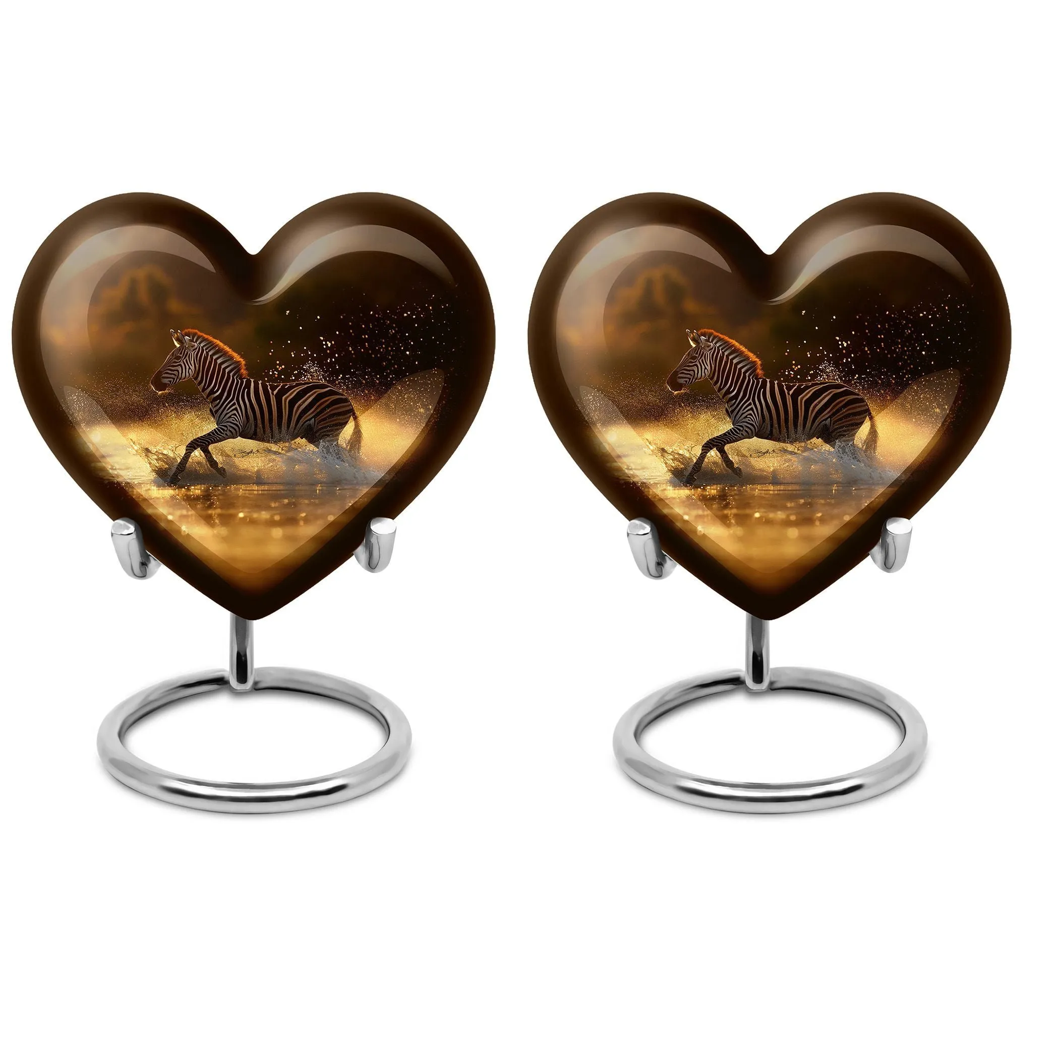 Zebra Memorial Heart Cremation Urn for Women's Tranquil Goodbye