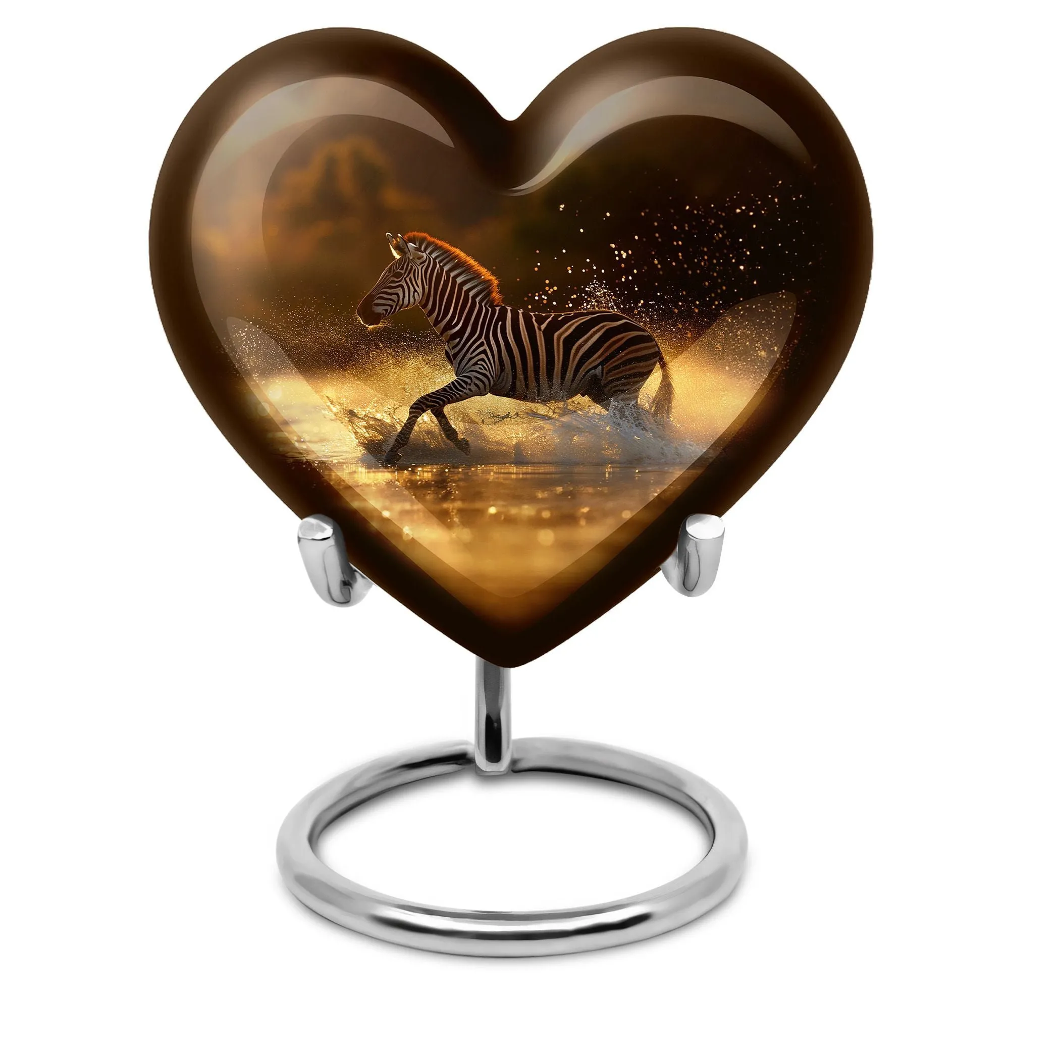 Zebra Memorial Heart Cremation Urn for Women's Tranquil Goodbye