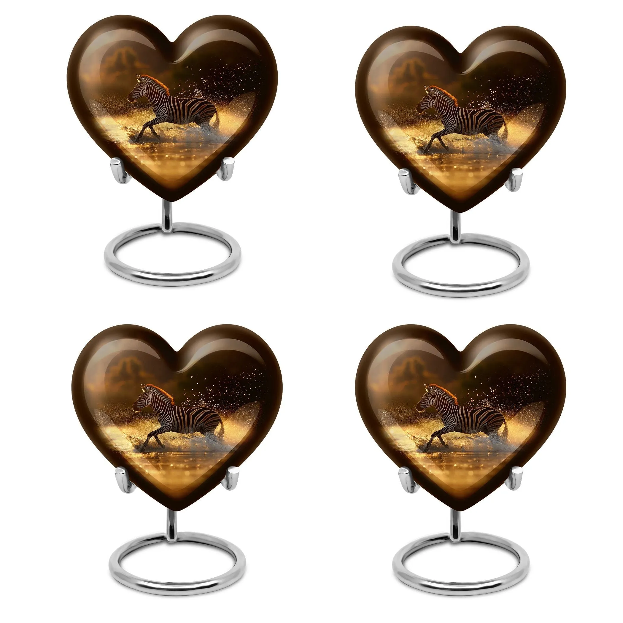 Zebra Memorial Heart Cremation Urn for Women's Tranquil Goodbye